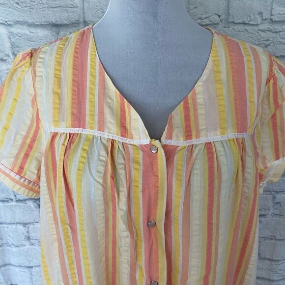 Basic editions women L cotton blend snap closure stripe textured robe - Picture 10 of 12